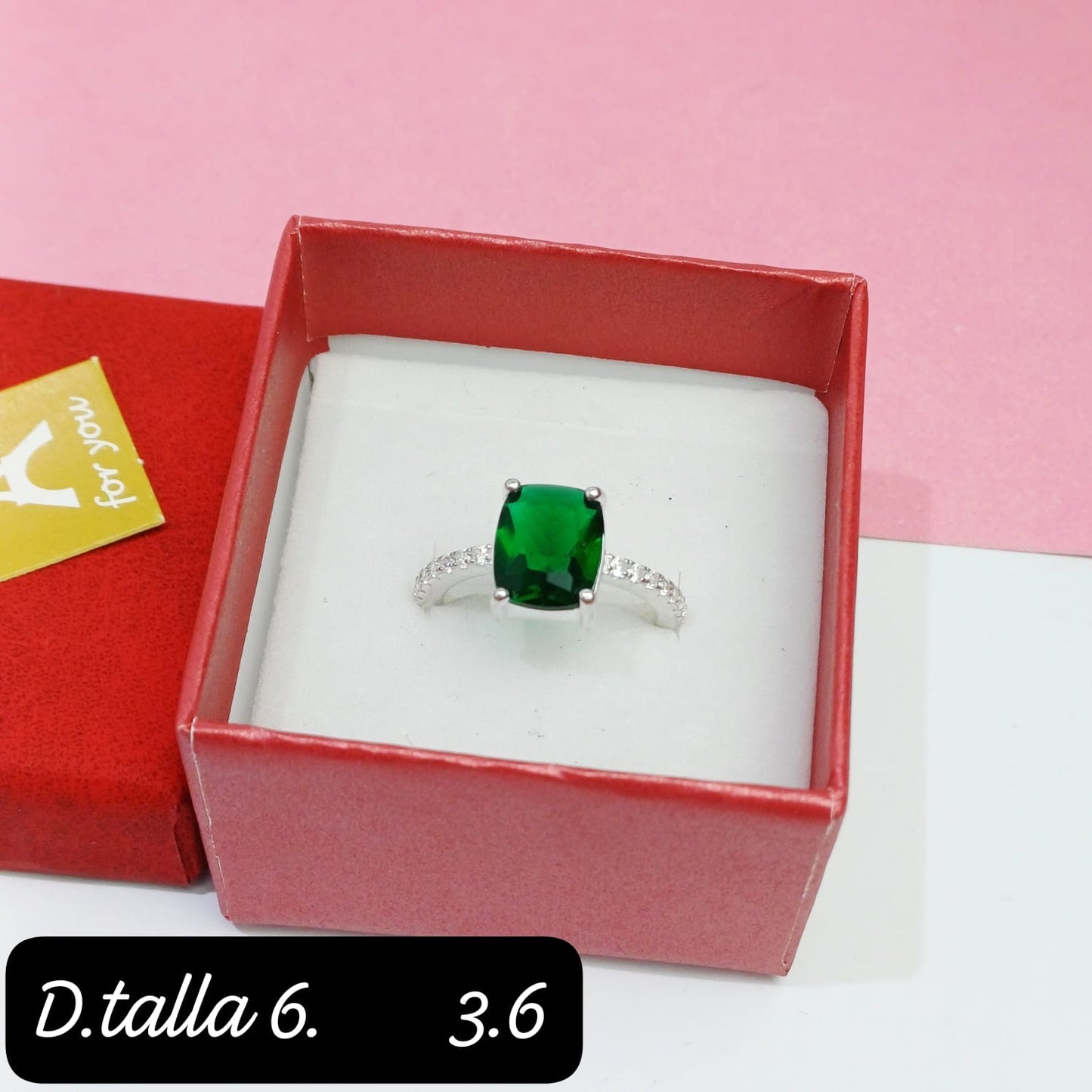 Anillo cuadrado  verde | 6 US
