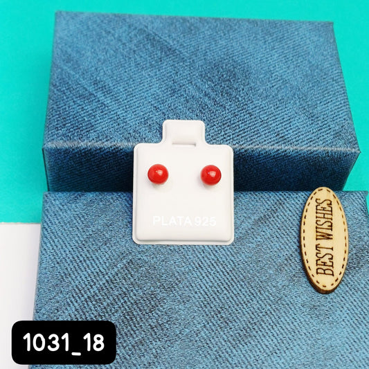 Arete de Broquel coral rojo