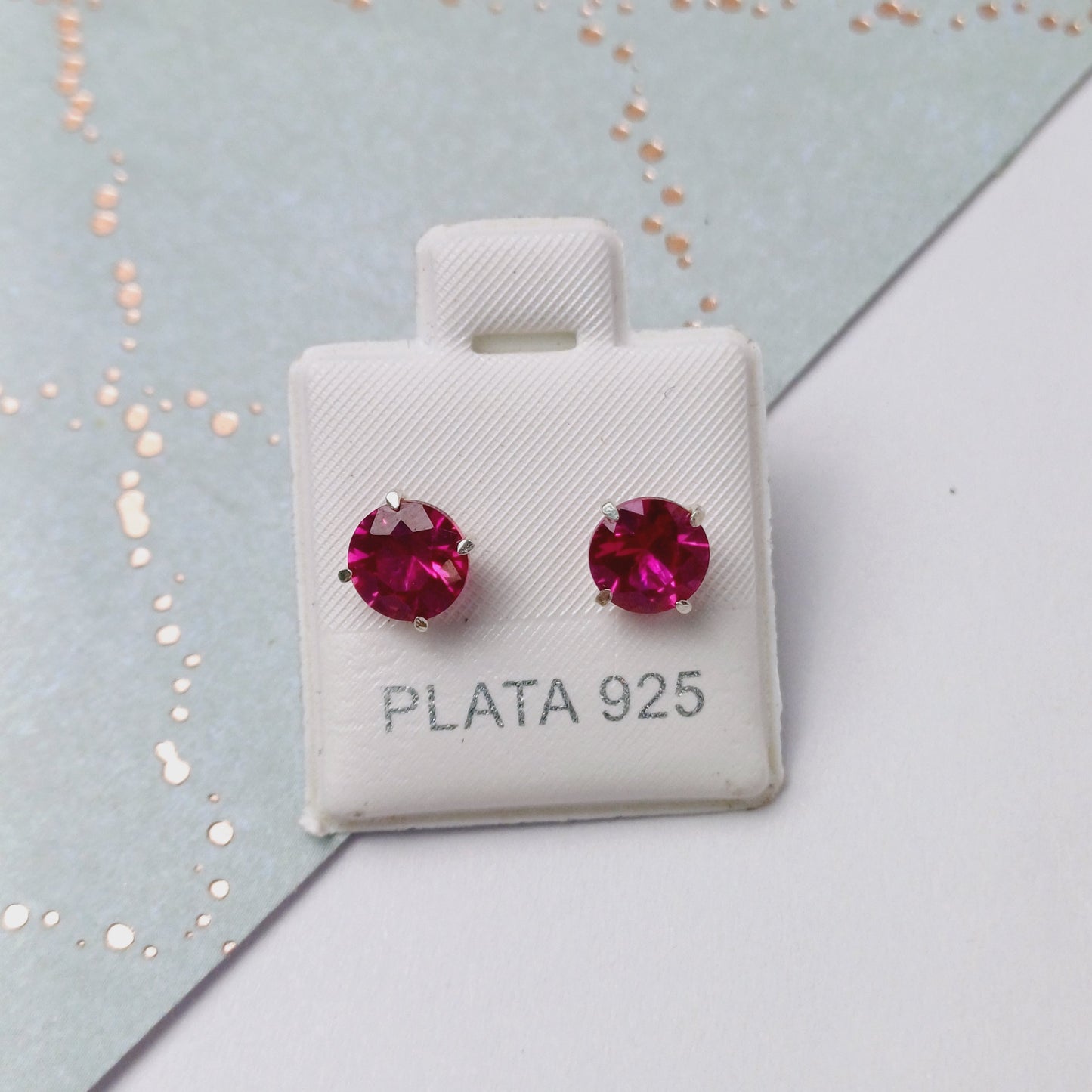 P1096_38 - aretes de broquel zirconia fucsia.