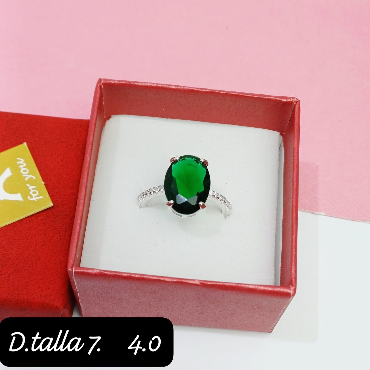 Anillo ovalado verde | 7 US