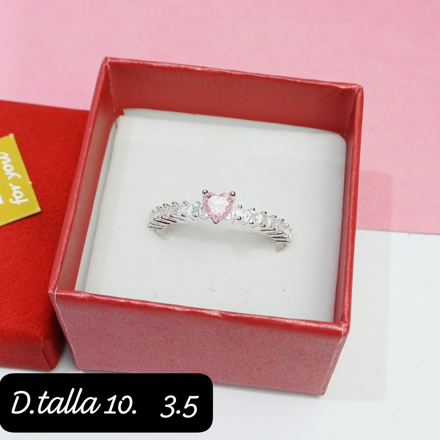Anillo de corazón rosado | 10 US